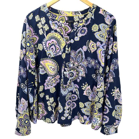 Talbots Tops - Talbots Blouse Womens 2X Floral Paisley Popover Shirt